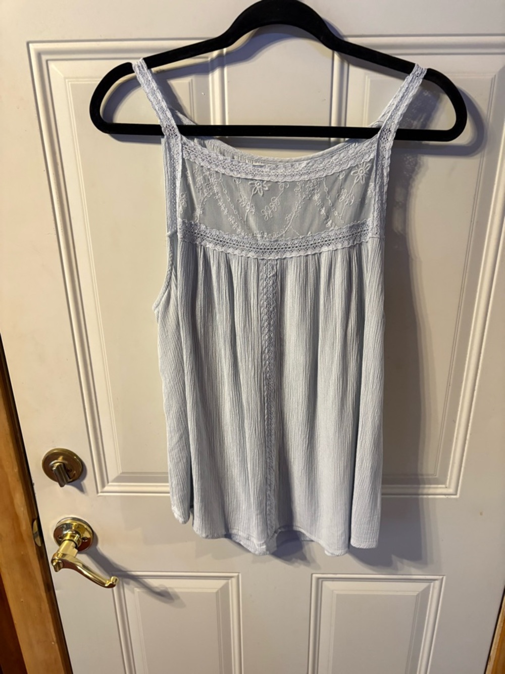 Maurices Light Blue Lace Yoke Tank Top XXL